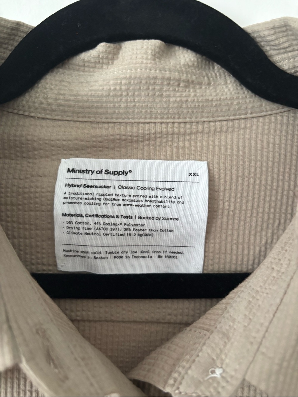 Ministry of Supply Short-Sleeve Button-Down Shirt in Taupe - XXL - NWOT - Picture 6 of 6
